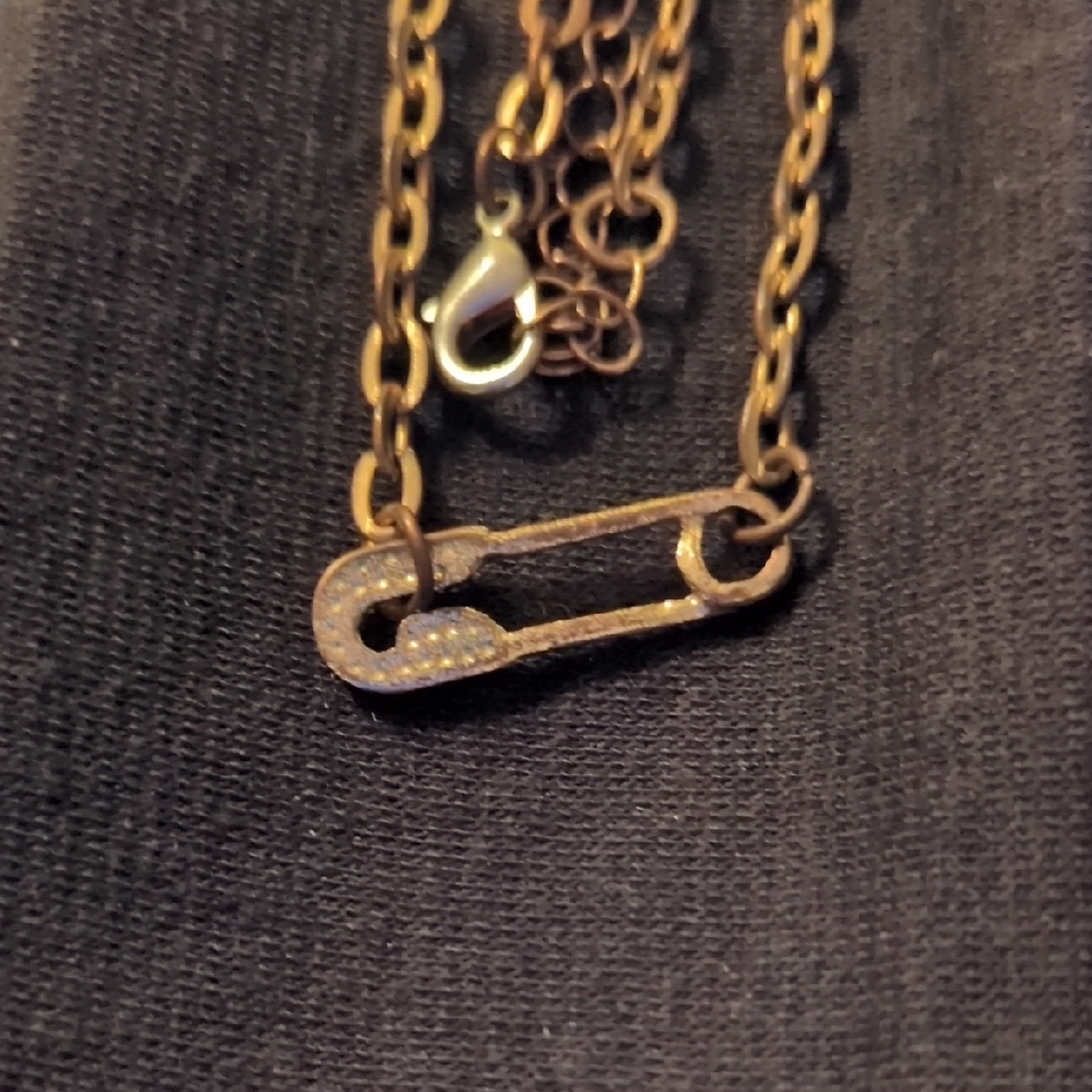 Gold Safety Pin Necklace